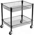 2 Tier Rolling Pantry Cart on Wheels Thick Metal Pantry Floor Organizer Small Utility Cart for Small Space, Fruit Vegetables Rack for Kitchen, Under Desk Storage Onion Potato Storage Basket, Black by Ufriandz