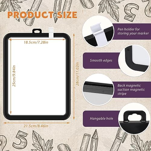 Outus 10 Pcs Dry Erase Mini White Boards Bulk 8.5 x 11'' Small Magnetic Whiteboard Double Sided Colored Writing Boards for Kids Students Locker Fridge(Black) - Image 2