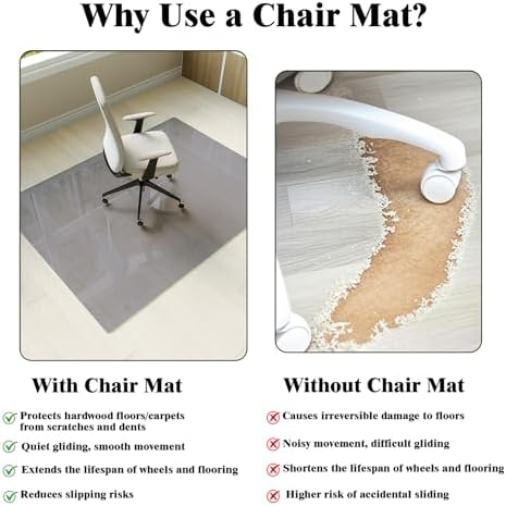 Koonmi 46" x 46" Office Chair Mat for Hardwood Floors & Carpets - Image 2