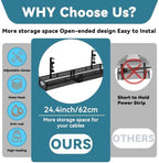 Under Desk Cable Management Tray, No Drill Mesh Cable Tray Cord Organizer - Image 4
