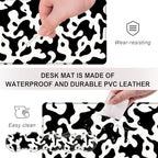 Mouse Pad,Large Desk Mat Set, 4in1 XL Mousepad + Keyboard Wrist Rest+Mouse Wrist Rest+Coaster with Ergonomic Desk Pad for Home Office Table Computer Cover -Cow Print - Image 3