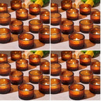 HAVITI 96 Pack Amber Tealight Candle Holders, Glass Votive Candle Holders Fall Decorations for Home Table Fall Wedding Centerpieces, Party Supplies and Vintage Decor by LOVELIGHTLOVELIFE
