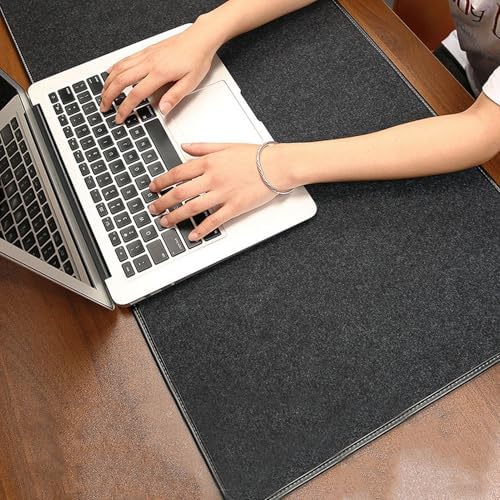 Lifup Felt Desk Pad, Dual-Sided Cork Desk Mat, Non-Slip Large Gaming Mouse Pad Writing Mat for Office Home Black 2 31.5" x 11.8" - Image 4