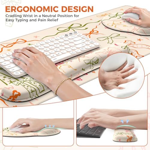 iCasso Desk Pad Mat, Large Mouse Pad and Keyboard Wrist Rest Set - Image 4