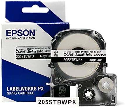 LABELWORKS Epson 205STBWPX Heat Shrink Tube - Black on White - 5mm - Image 6