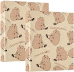 JIPONI 3 Ring Binder Capybara Funny 1 Inch Round Binders for Men Women Students, Cute File Organizer for Office Home School by JIPONI