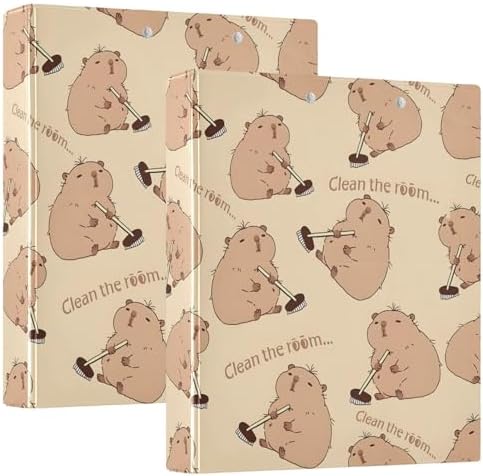 JIPONI 3 Ring Binder Capybara Funny 1 Inch Round Binders for Men Women Students, Cute File Organizer for Office Home School by JIPONI