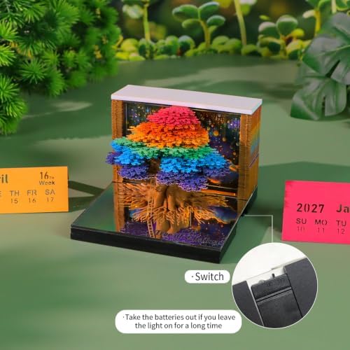3D Calendar 2027, 3D Creative Time Piece Calendar 2027，Daily Tear-Off Memo Pad with Light, Paper Carving Desktop Decoration, 3D Art Calendar Memo Pad,Unique Holiday Craft Gift - Image 3