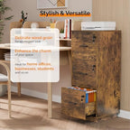 VINGLI 3 Drawer File Cabinet with Lock, Home Office Filing Organizer, for Letter Size File Folder Storage, Wood Tall Vertical Filing Cabinet, Printer Stand, Archivador (Rustic Brown) - Image 5