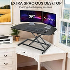 Aconcept 36 inch Black Corner Height Adjustable Standing Desk Converter, One-Click Sit to Stand up Desk Riser, Pre-Assembled for Dual Monitor and Laptop Workstation - Image 5