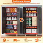 Aobabo Metal Garage Storage Cabinet with Wheels, 34" W x 18" D x 71" H,Red - Image 3