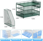 gianotter Desk Organizers and Accessories with File Holder, 4-Tier Desk Accessories & Workspace Organizers with Drawer and 2 Pen Holder, Desk Reference Organizer (Green, 4T with Metal Drawer) - Image 5