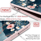 DONGKE Compatible with MacBook Neo 13 Inch Case 2026 A3404 A18 Pro chip & Touch ID, Plastic Hard Shell with Keyboard Cover, Screen Protector & Dust Plugs, Sun & Daisie - Image 3