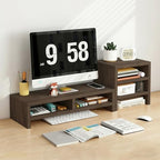 Solid Wood Monitor Stand Riser & Laptop Stand Desk Organizer - Office Accessories for PC Workspace, Computer Organization, Countertop Hutch Light Brown Log Combination 3 by Unknown