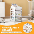 Rolling Cart with 4 Drawers, Clear Plastic Drawer Organizers, Vanity Cart - Image 4