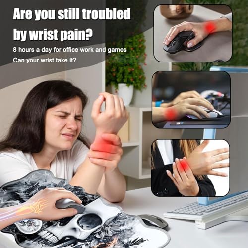 Desk Mat, Mouse Pad with Wrist Rest, 4-in-1 Large Mouse Pads for Desk, Ergonomic Mouse Pad and Keyboard Wrist Rest Gaming Keyboard Mat for Office,Funny Skull - Image 5