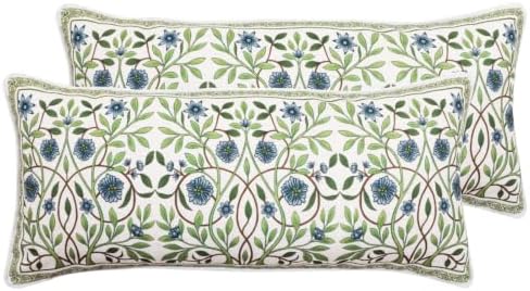 ISAENNE Designer Linen Throw Pillow Cover,Set of 2,28"x12"-Mosella A by Isaennehomedecoration