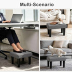 CAROLMADE Footstool Ottoman with Legs, Linen Small Foot Rest Under Desk, Ottoman with Storage for Living Room, Bedroom, Entryway Grey - Image 4