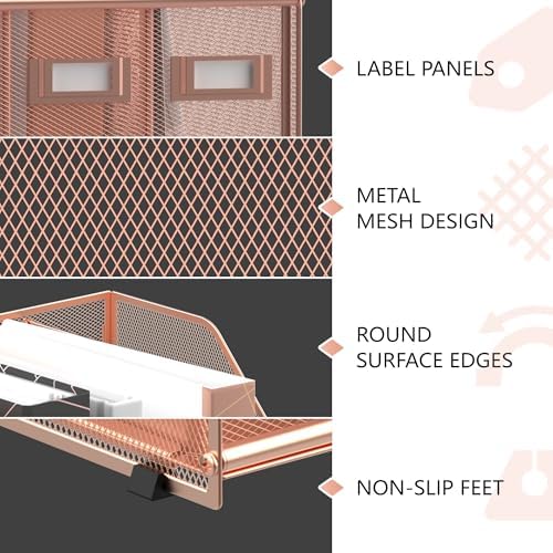 DALTACK 5-Slot Magazine File Holder, Metal Binder Holder, Rose Gold - Image 3