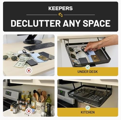 KEEPERS Anything Keeper — Compact 11x10in Under-Cabinet Slide-Out Drawer, Hidden Steel Organizer for K-Cups & Desk Items, RV & Small Kitchen — Black - Image 3