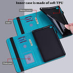 for Kindle Fire Max 11 Case - Embossed Lace PU Leather Flip Folio Tablet Case with Elastic Band & Card Slots/Holder, Multi-Angle Viewing Stand Cover, Blue - Image 6