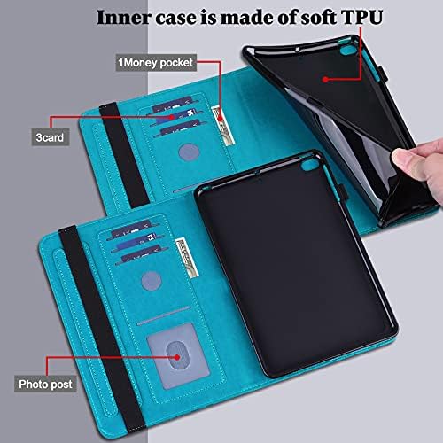 for Kindle Fire Max 11 Case - Embossed Lace PU Leather Flip Folio Tablet Case with Elastic Band & Card Slots/Holder, Multi-Angle Viewing Stand Cover, Blue - Image 6