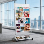 4-Tier Rolling Magazine Rack, Floor Standing Brochure & Literature Display Stand, 23.4" Wide, White - Image 5