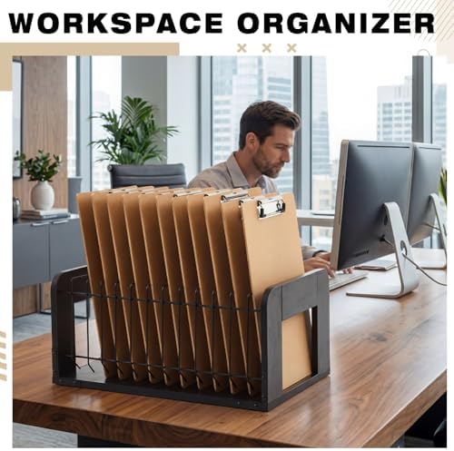 1 Pcs Vertical Clipboard Holder, 12Slot Clipboard Storage Rack, Black - Image 6