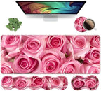 Ergonomic Keyboard Wrist Rest and Mouse Pad Wrist Rest Set, Large XXL Gaming Mousepad 31.5"x 11.8", Memory Foam, Easy Typing Pain Relief, Multifunctional Desk Mat for Office & Home, Pink Roses by Unknown