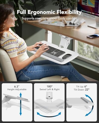 HUANUO Keyboard Tray Under Desk, 360 Adjustable Ergonomic Sliding Keyboard & Mouse Tray, Under Desk Keyboard Tray Slide Out, Keyboard Holder Under Desk for Typing in Home, Office Work, 25"W x 9.84"D - Image 3
