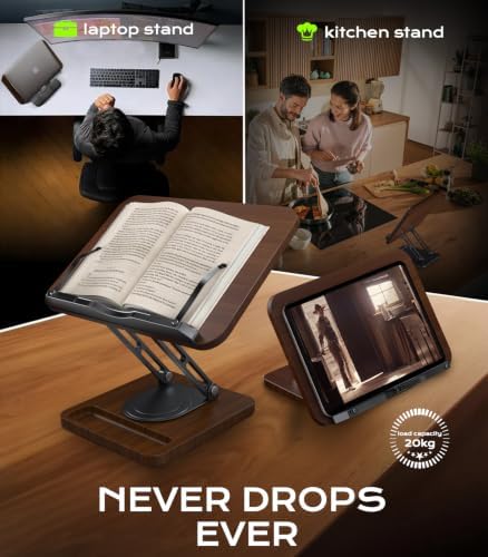 LOXP Ergonomic Book Stand for Reading, 360° Rotating Holder with Page Clip - Image 4
