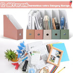 Colarr 24 Pcs Morandi Cardboard Magazine File Holder with Label Stickers - Image 3