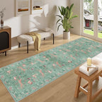 DUKINO 2x10 Kitchen Runner Rug, Soft Non Slip Animal Washable Rug, Teal - Image 3