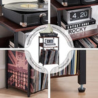 LELELINKY 3 Tier End Table,Record Player Stand with Storage Up to 100 Albums, Turntable Stand for Vinyl, Walnut Couch Nightstand Side Tables for Living Room Bedroom - Image 7