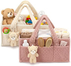 Shinylin 2 Pack Plush Diaper Caddy Organizer, Powder Pink and Ivory by Shinylin