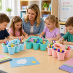 6 Pack Classroom Caddy With Handle, Pink Purple - Image 5