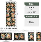 DUKINO 2x5 Washable Runner Rug, Floral Non Slip Rug for Kitchen, Black - Image 2
