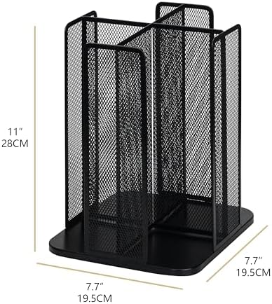 Annova Paper/Plastic Cup and Lid Holder Plastic Storage Organizer, 360°Rotating Coffee Mup Dispenser with 4 Compartments, Multifunctional Storage Rack for Home, Office, Bar, Coffee Shop (Black) - Image 2