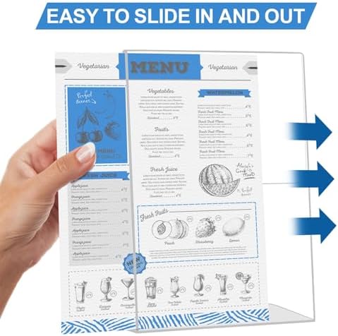 EHWINE 24 Pack 5 x 7 Acrylic Sign Holder, Clear Plastic Signs Display Stand, Vertical Slanted Back Paper Holder Stand up Table Top Sign Holders Flyer Stand Frames Suitable for Office Business Store - Image 4