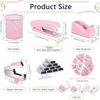 Office Supplies,Desk Accessories, Stapler and Tape Dispenser Set for Women with Stapler, Tape Dispenser, Staple Remover, Staples, Clips, Scissor and Tabs,Gift for Students, Coworkers - Image 5