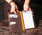 Server Book Organizer with Zipper Pocket, Genuine Leather Restaurant Guest Check Presenters Card Holder for Waitress, Waiter Accessories Fit Server Apron - Brown - Image 6