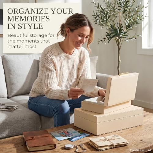 Decorative Storage Boxes with Lids - Set of 2 PU Leather Organizer Bins - Image 5