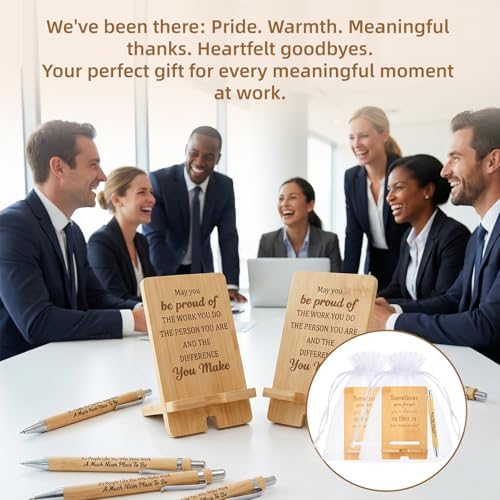 150 Pcs Employee Appreciation Gifts Bulk, 50 Wooden Phone Stands, 50 Motivational Pens with White Organza Bags, Thank You Gifts for Coworkers, Staff, Team, Volunteers, Nurses, Teachers, Office Desk - Image 6