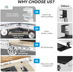 AX WABER Keyboard Tray Under Desk Pull Out with Extra Sturdy C Clamp Mount System, 27.3 (32.5 inch Including Clamps) x 11 Inch Slide-Out Platform Computer Drawer for Typing Grain - Image 2