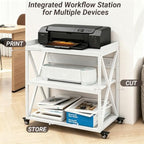 Extra Long Printer Stand with Baffles, 31.5" W x 17.7" D Printer Cart,White - Image 7