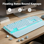 Wireless Keyboard and Mouse Combo, Backlit Round Keycaps, Glowing Blue - Image 4