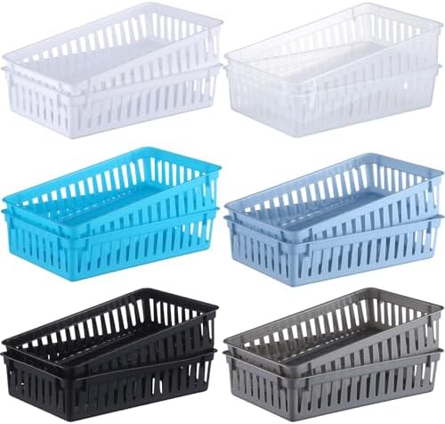 Wenqik Set of 12 Small Plastic Baskets for Organizing, Multi Color by Wenqik