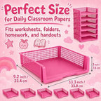 6 Pcs Purple Turn in Trays Classroom, Stackable Paper Bins for Classroom, 13x9x2.8 inch Plastic Baskets Desktop Organization System Office (Purple) - Image 2