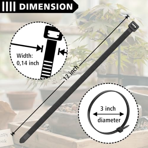 Zip Ties 12 inch 1200 pack - 40 lbs tensile strength - Black - UV resistant - Image 2
