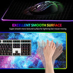 AIMSA RGB Gaming Mouse Pad Extended, Large Led Mousepads Non-Slip Rubber Base with 14 Lighting Modes, Computer Keyboard Mat Soft Desk pad Waterproof 35.4 x 15.8 inches, Galaxy Nebula Universe - Image 3